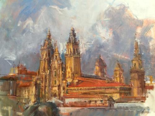 Santiago de Compostela (50×40)cm olieverf